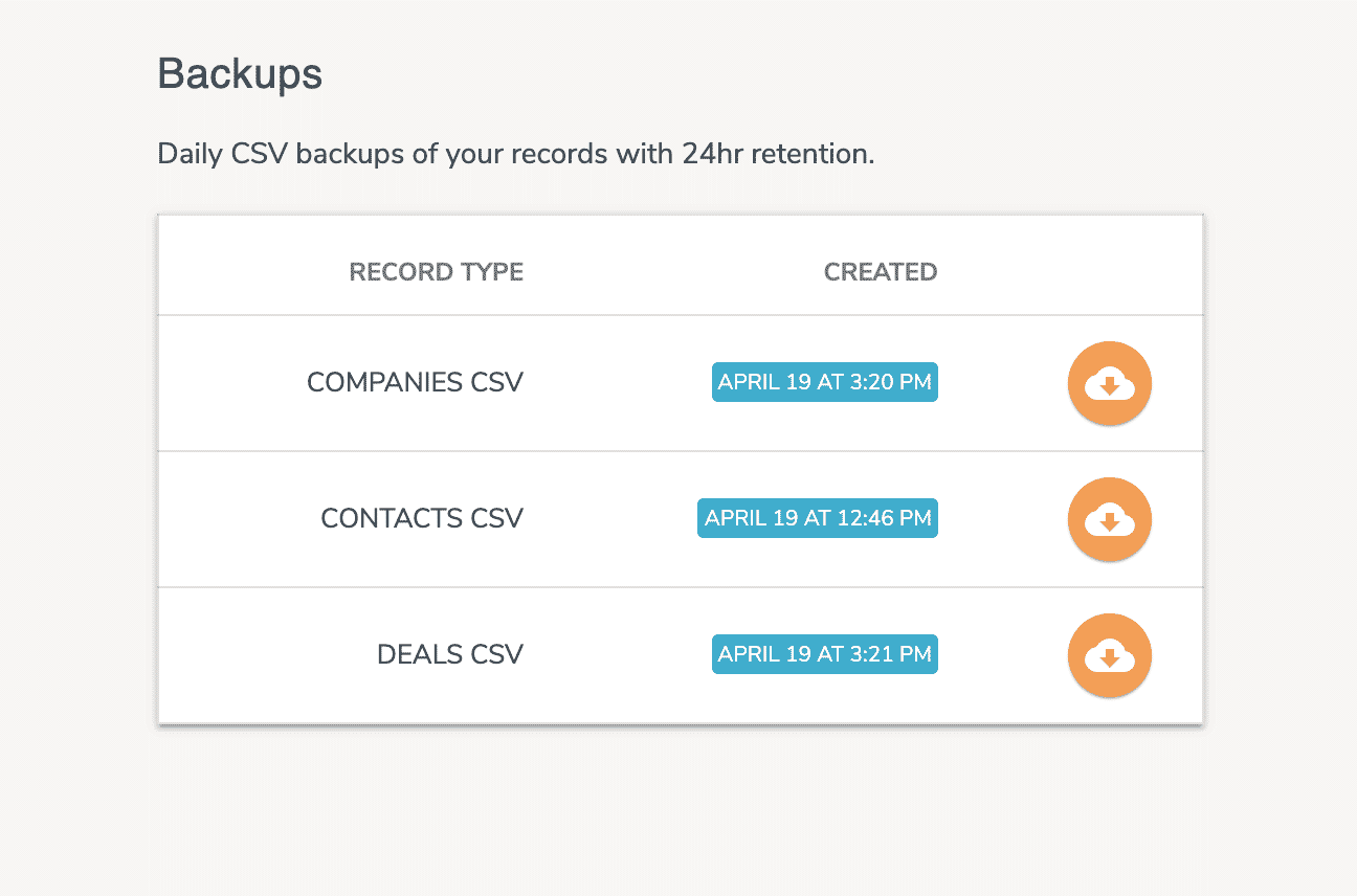 CSV CRM Backups