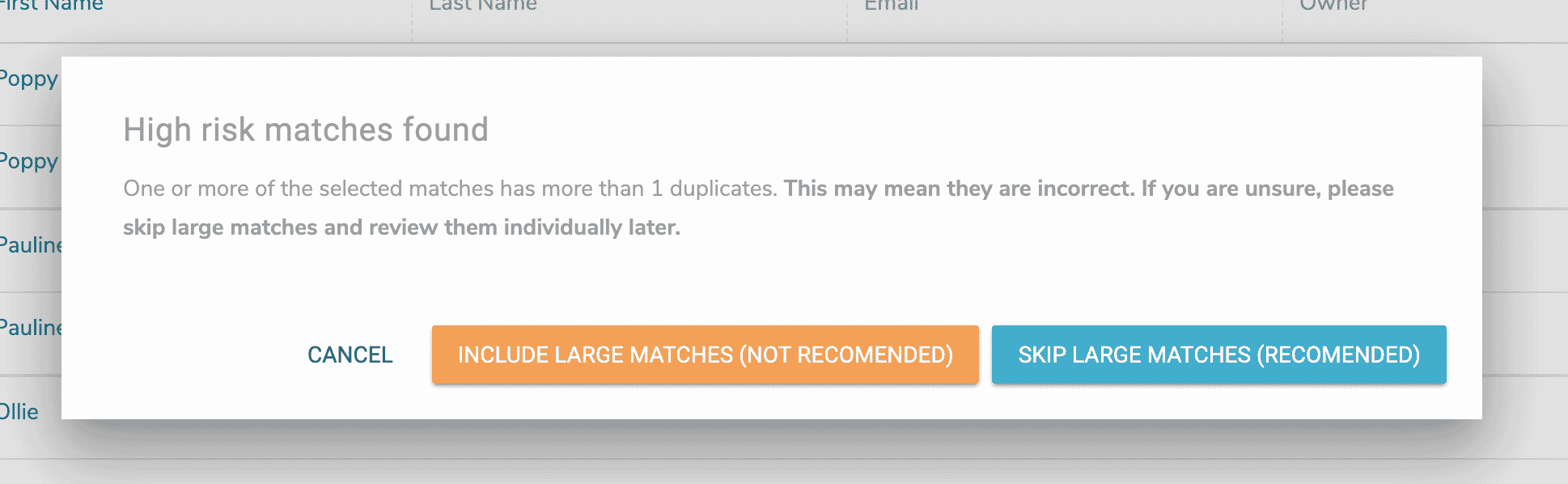 High risk matches