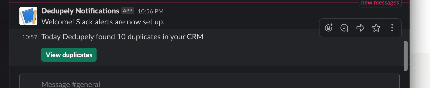 Slack Dedupely message