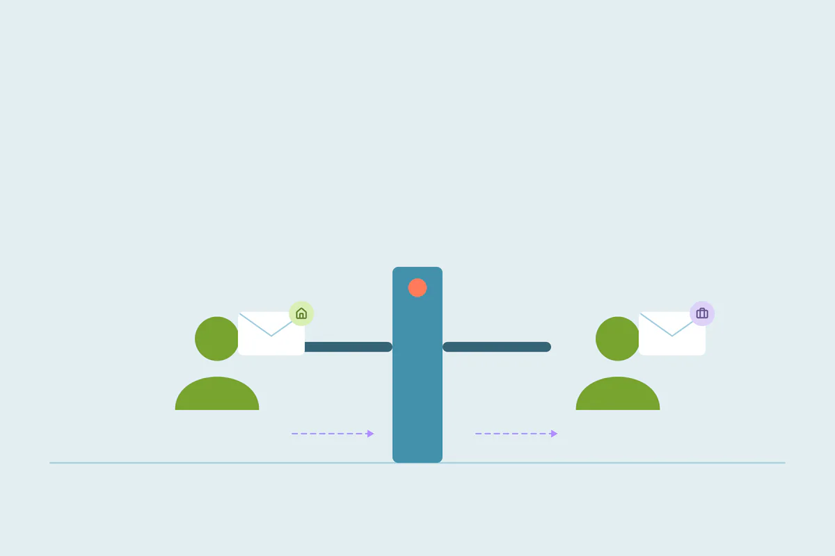 Two contact records on either side of an entry checkpoint