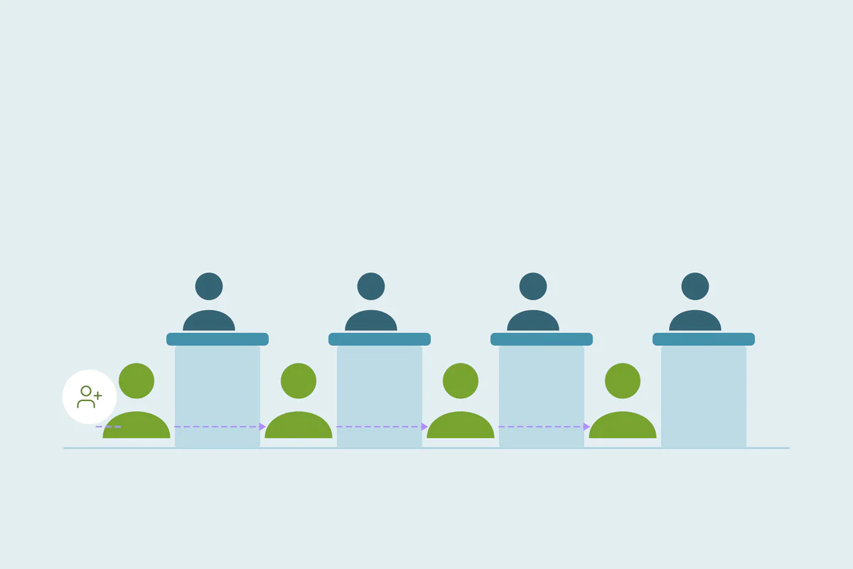 Four sales representatives with separately owned contact records