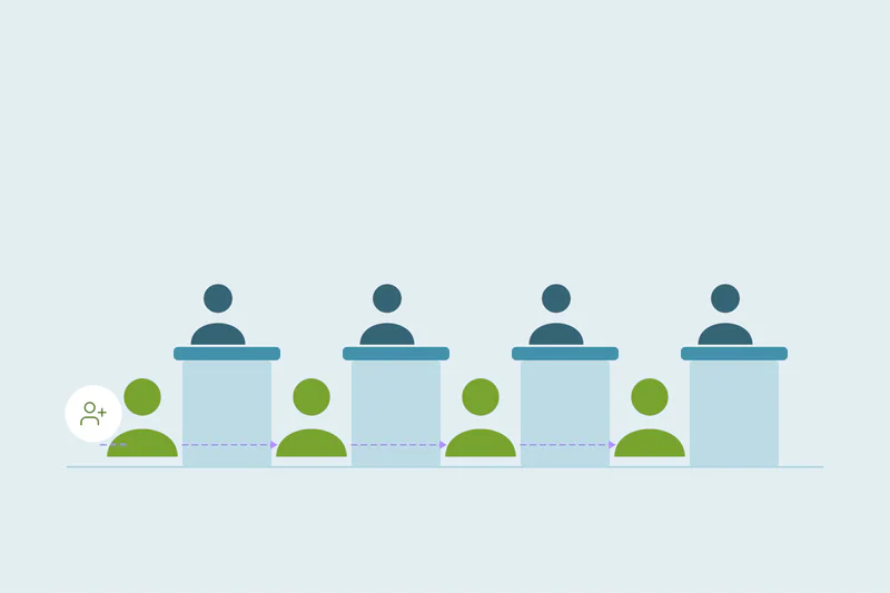 Four sales representatives with separately owned contact records