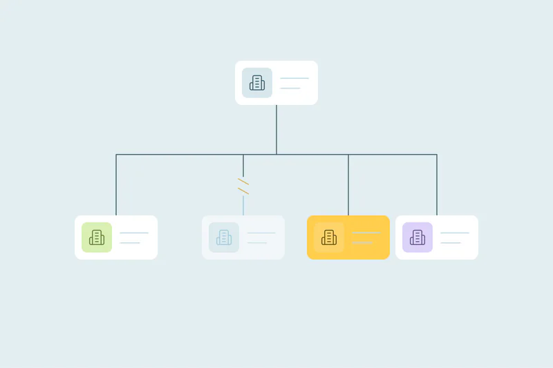 One company record branching into separate location records