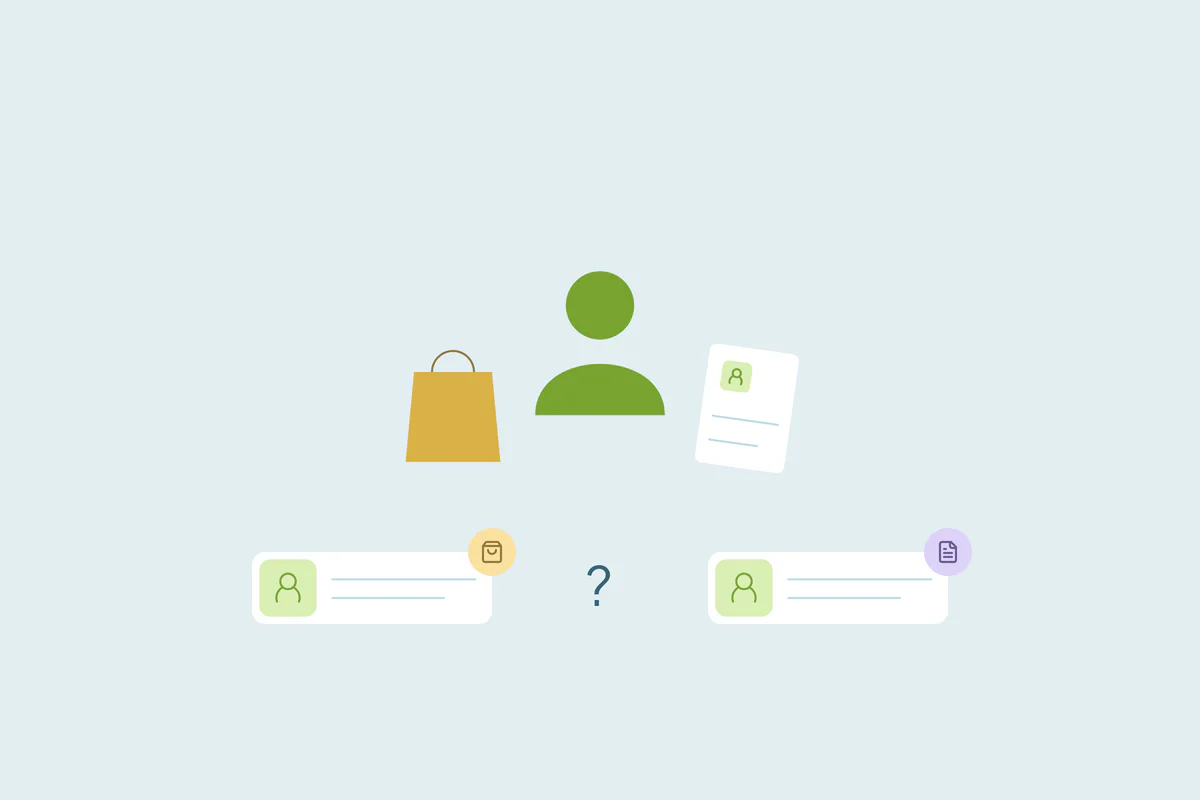One person connected to shopping, work and contact-record roles