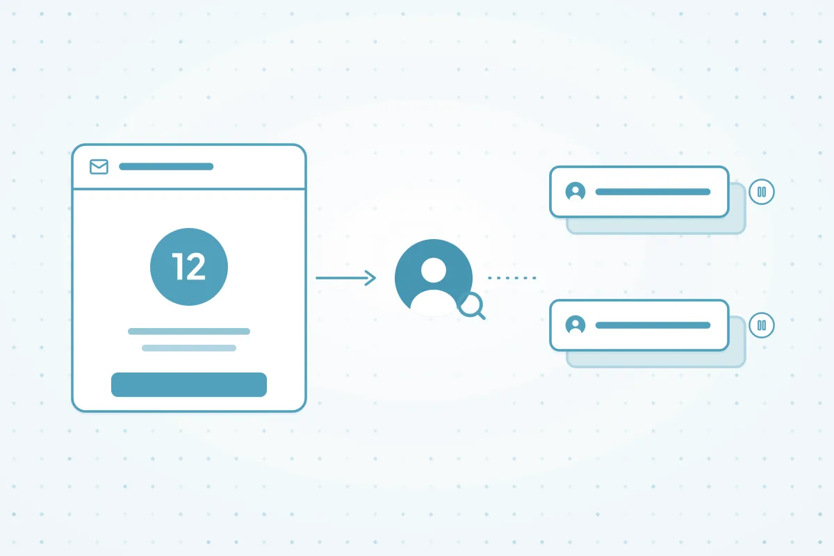 Illustration of an Auto Match alert and a person reviewing new matches