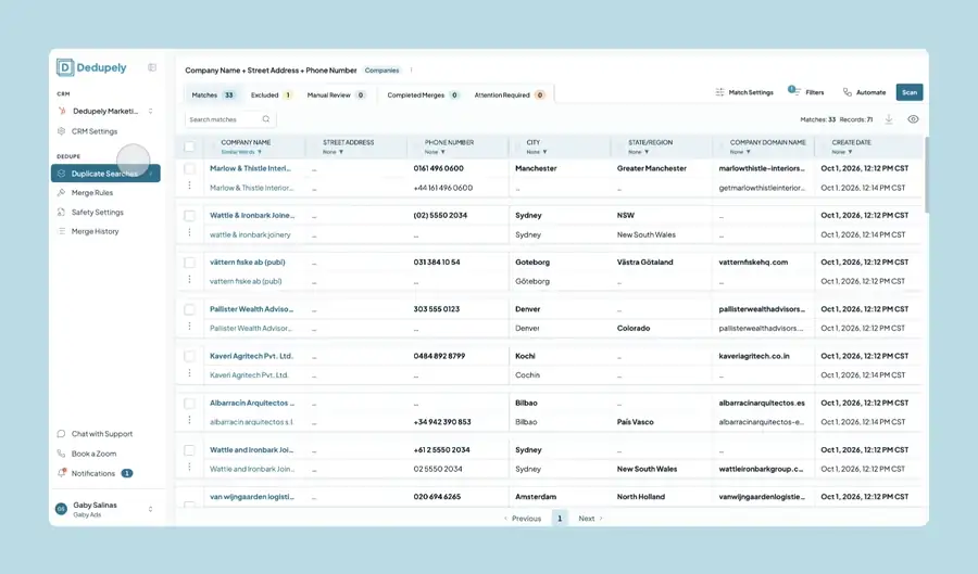 Uploading a CSV file from + Add New CRM or CSV