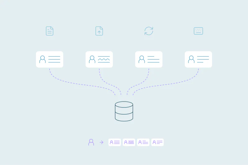 Records from a form, an upload, a sync and an app all flowing into one CRM database