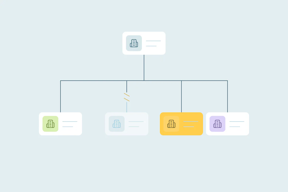One company record branching into separate location records