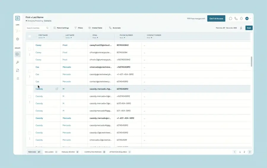 Aufnahme: View Match Details öffnen und vor dem Merge Feld für Feld den gewinnenden Wert auswählen.
