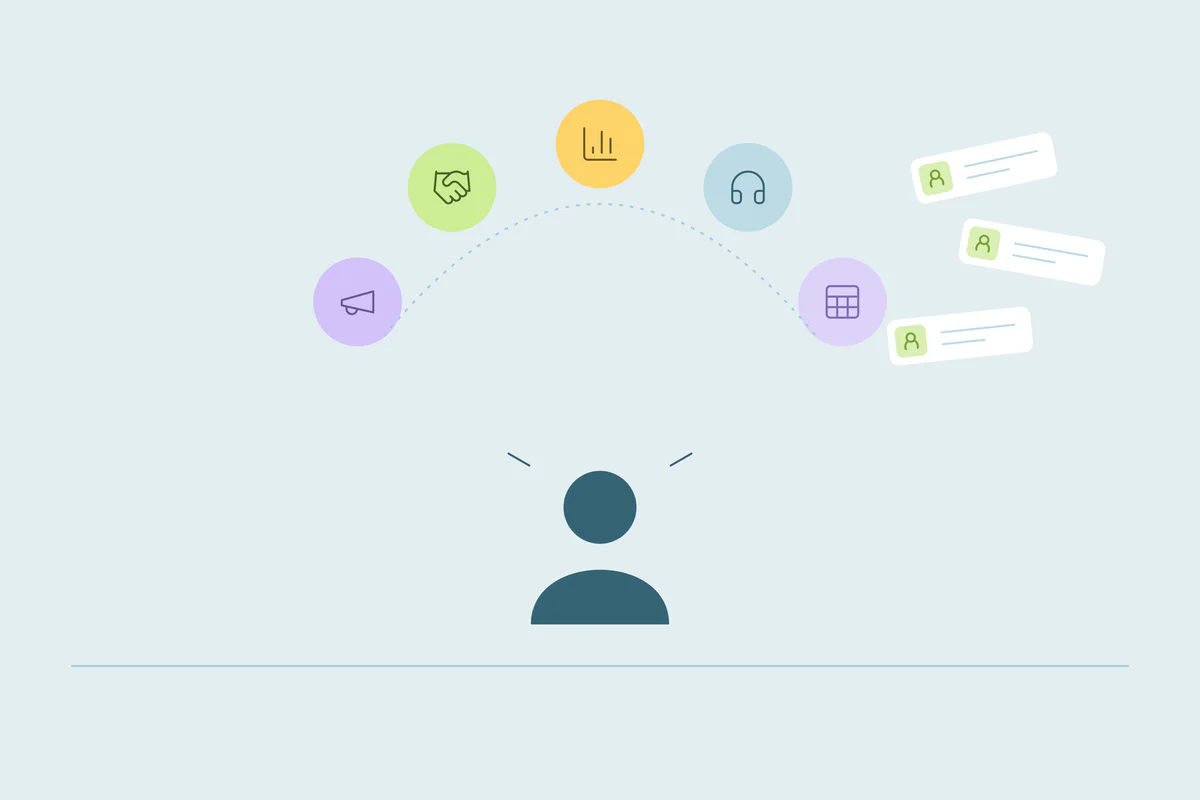 One administrator surrounded by CRM tasks and incoming records