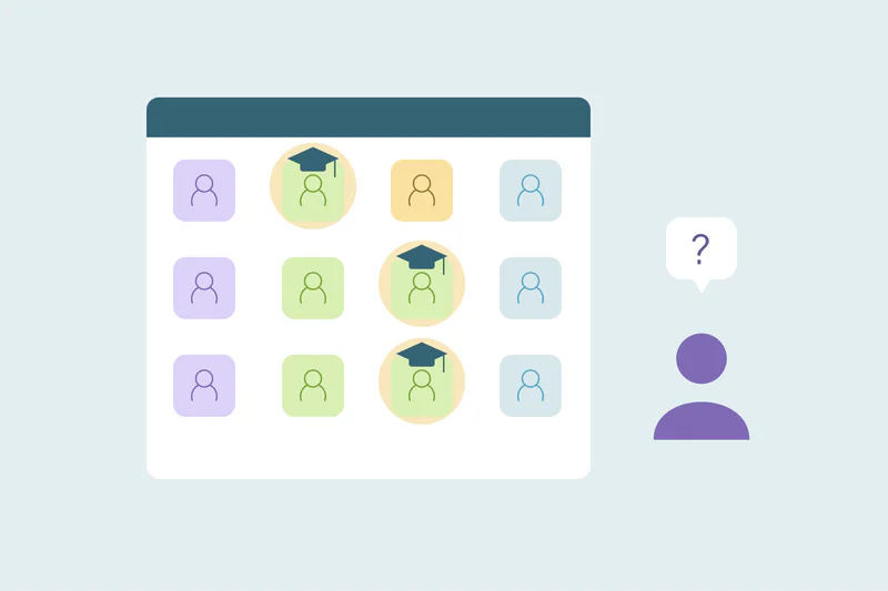 A student directory containing repeated student profiles