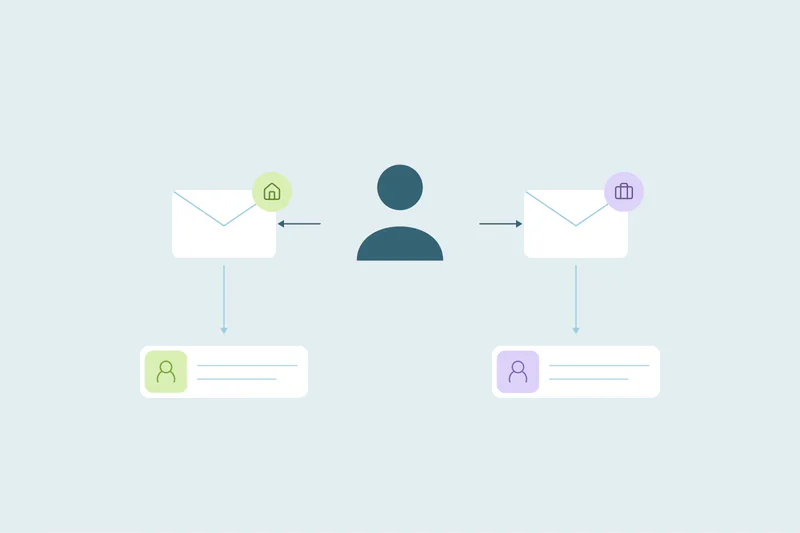 Two email addresses connecting to separate records for one person