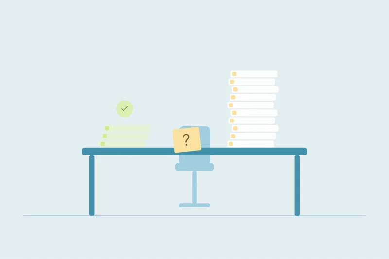 A CRM administrator handing a checklist to a colleague